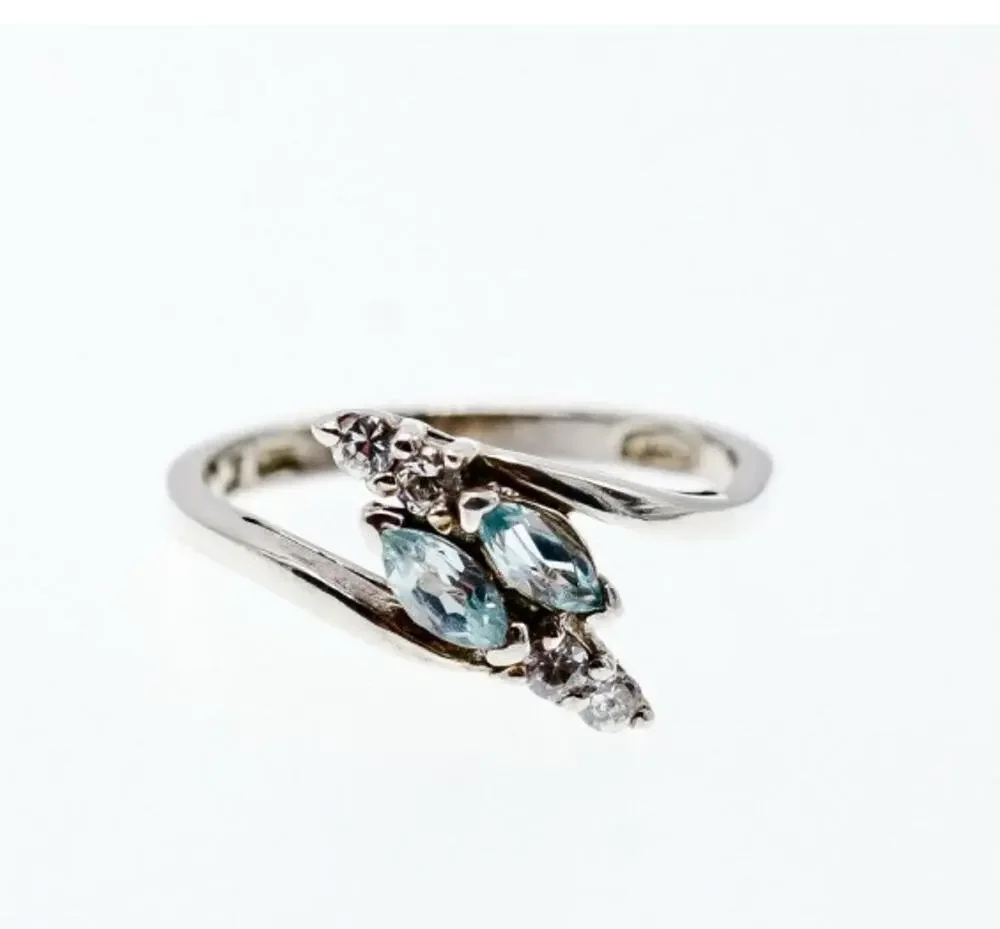 925 Sterling Silver Topaz & CZ Ring Size 7